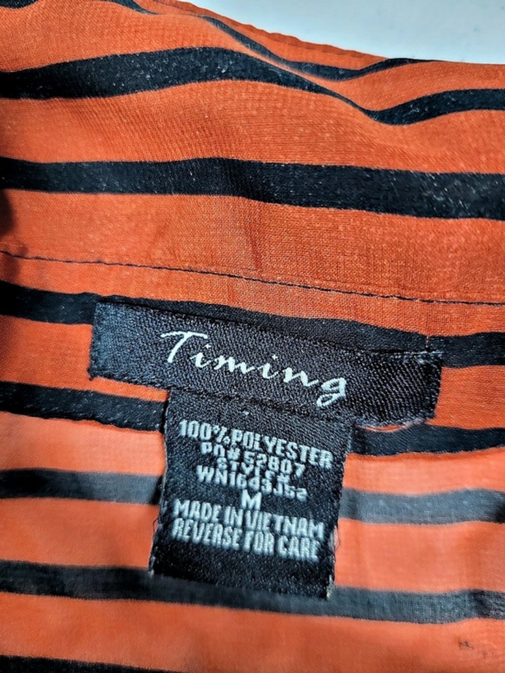 Timing Striped Tie-Front Button Down in Orange & Black - Picture 2 of 3